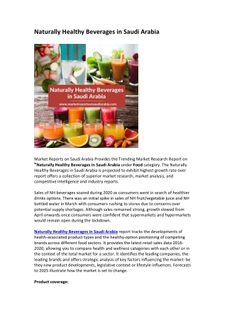 Naturally Healthy Beverages in Saudi Arabia