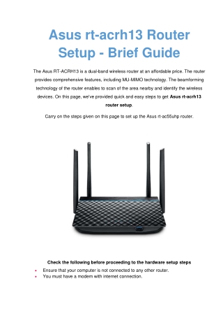 The Asus rt-acrh13 Router Setup | Get Our Simple Instructions