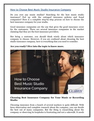 How to Choose Best Music Studio Insurance Company
