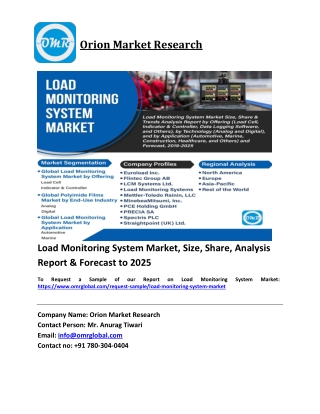 Load Monitoring System Market Trends, Size, Competitive Analysis and Forecast 2019-2025