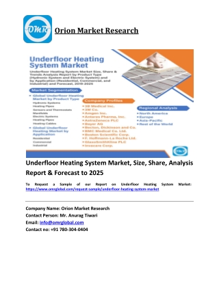 Underfloor Heating System Market Trends, Size, Competitive Analysis and Forecast 2019-2025