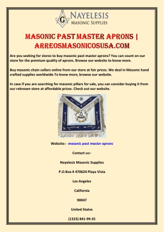 masonic past master aprons