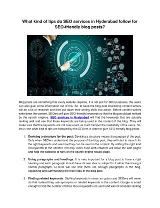 What kind of tips do SEO services in Hyderabad follow for SEO-friendly blog posts?