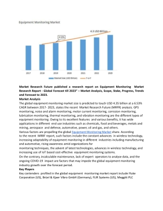 Equipment Monitoring Market 2021 Worldwide Industry Analysis, Size, Trends, Segmentation and Forecast 2023