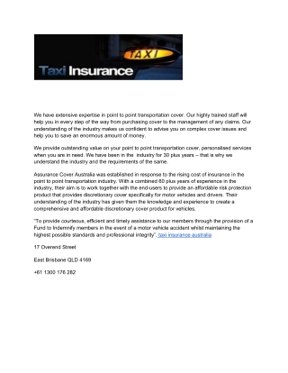 taxi insurance australia