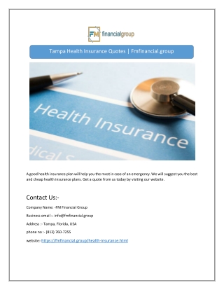 Tampa Health Insurance Quotes | Fmfinancial.group