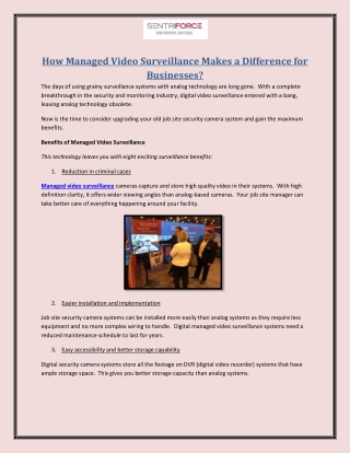 How Managed Video Surveillance Makes a Difference for Businesses?
