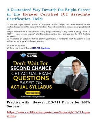 100% Free Huawei H13-527 PDF Files With Updated and Accurate Questions and Answers