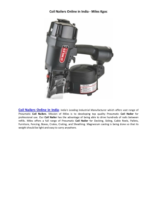 Coil Nailers Online in India - Miles Kgoc