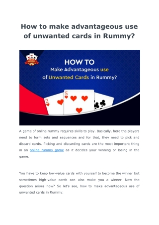 Best way to use unwanted cards in rummy