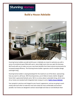 Build a House Adelaide