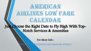 American Airlines Low Fare Calendar