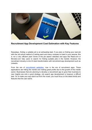 Recruitment App Development Cost Estimation with Key Features