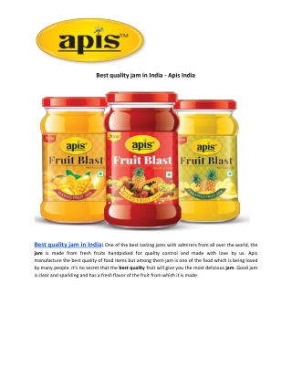 Best quality jam in India - Apis India