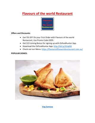 5% Off - Flavours of the world Restaurant Merriwa, WA