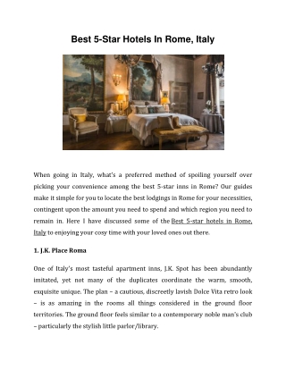 Best 5-Star Hotels In Rome, Italy
