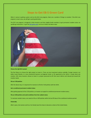 Steps to Get EB-5 Green Card
