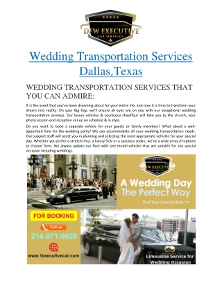 Wedding Transportation Services Dallas,Texas