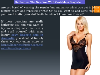 Buy Crotchless Lingerie Australia - Lingerie Seduction