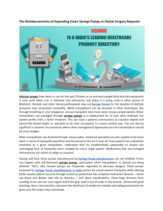 Reimbursements of Expending Smart Syringe Pumps in Dental Surgery Requests