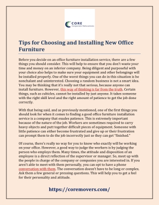 Tips for Choosing and Installing New Office Furniture