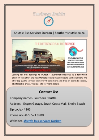 shuttle bus services Durban