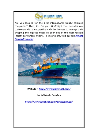 Online Freight Forwarder Miami | Gmfreight.com