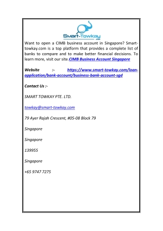 CIMB Business Account Singapore | Smart-towkay.com