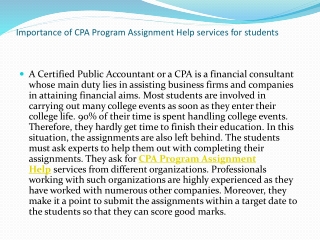 Importance of CPA Program Assignment Help services for students