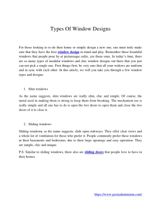 Types Of Window Designs