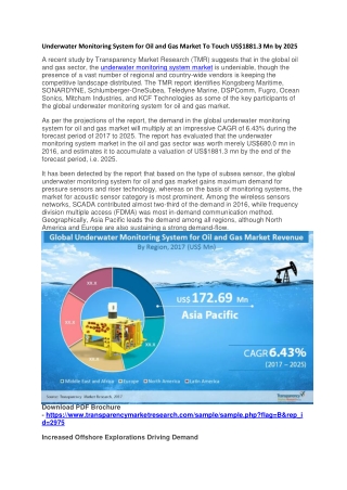 Underwater Monitoring System for Oil and Gas Market To Touch US$1881.3 Mn by 2025