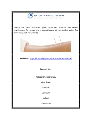 Acupuncture physiotherapy | Ratoath Physiotherapy