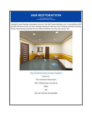 Water Mitigation Services in USA | Vandrrestoration.com