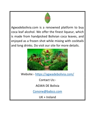 Bolivian Coca Leaf | Agwadebolivia.com