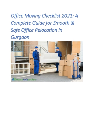 Office Moving Checklist 2021: A Complete Guide for Smooth & Safe Office Relocation in Gurgaon