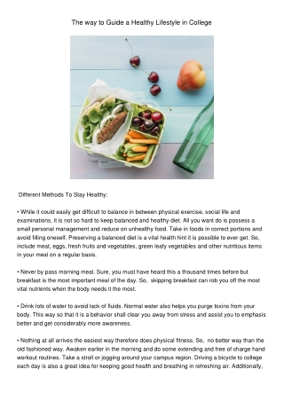 ThewaytoGuideaHealthyLifestyleinCollege