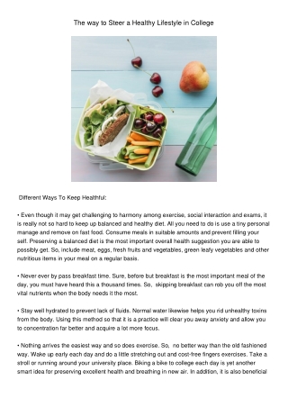 ThewaytoSteeraHealthyLifestyleinCollege