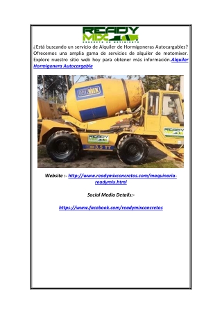 Comprar Hormigonera Autocargable o Motomixer