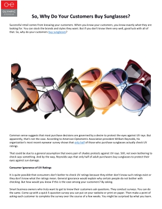 Buy Sunglasses Online Presentations Channel