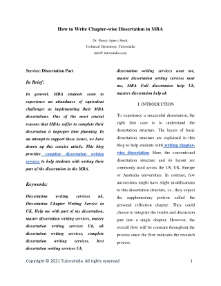 How to Write Chapter-wise Dissertation in MBA