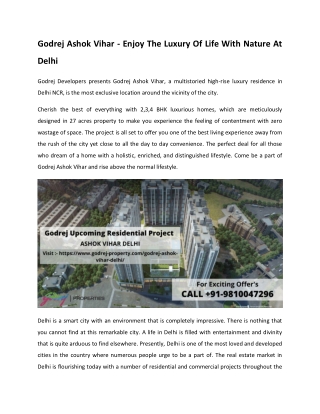 Godrej Ashok Vihar - New Upcoming Project In NCR