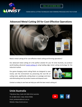 Advanced Metal Cutting Oil for Cost-Effective Operations