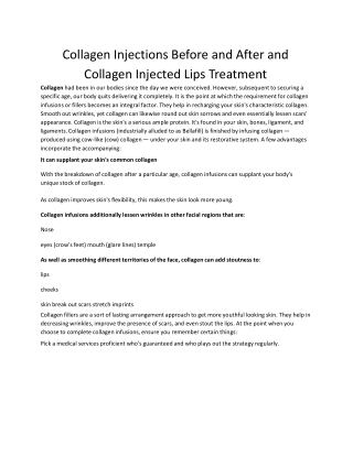 Collagen Injections Before and After and Collagen Injected Lips Treatment