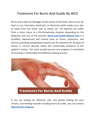 Treatment For Burns And Scalds By WCS