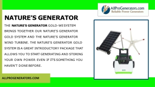 Grab the best value at solar generated power with natures generator at AllproGenerators