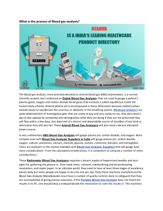 What is the process of Blood gas analysis?