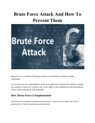 Brute Force Attack And How To Prevent Them