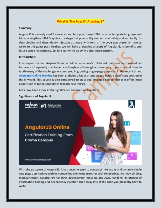 What Is The Use Of AngularJS?