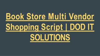 Book Store Multi Vendor Shopping Script - DOD IT SOLUTIONS