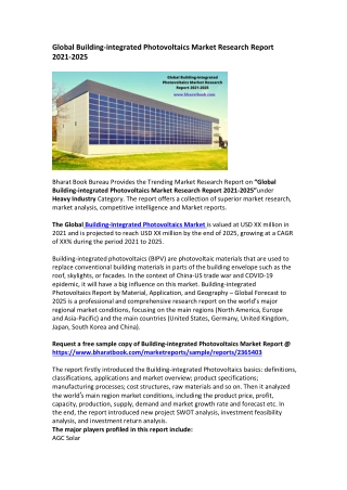 Global Building-integrated Photovoltaics Market Research Report 2021-2025